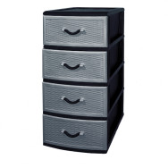 Комод пластиковий 90х38х46 см з висувними шухлядами сірий/плетінка Ефект