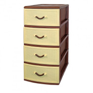 Комод пластиковий 90х38х46 см з висувними шухлядами бежевий/плетінка Ефект