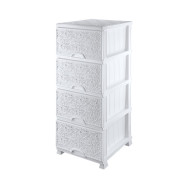 Комод пластиковый 90х38х47 см с выдвижными ящиками белый Эффект Ажур Комод пластиковый 90х38х47 см с выдвижными ящиками белый Эффект Ажур