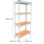 Стеллаж металлический 150х60х30 см БЕЛЫЙ 4 полки из ДСП EM-Pro для дома, гаража, инструментов Стеллаж металлический 150х60х30 см БЕЛЫЙ 4 полки из ДСП EM-Pro для дома, гаража, инструментов
