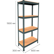 Стеллаж металлический 150х60х30 см ЧЕРНЫЙ 4 полки из ДСП EM-Pro для дома, гаража, инструментов Стеллаж металлический 150х60х30 см ЧЕРНЫЙ 4 полки из ДСП EM-Pro для дома, гаража, инструментов