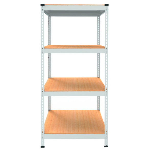 Стеллаж металлический 150х60х45 см БЕЛЫЙ 4 полки из ДСП EM-Pro для дома, гаража, инструментов -
                                                        Фото 2