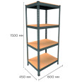 Стеллаж металлический 150х60х45 см ЧЕРНЫЙ 4 полки из ДСП EM-Pro для дома, гаража, инструментов