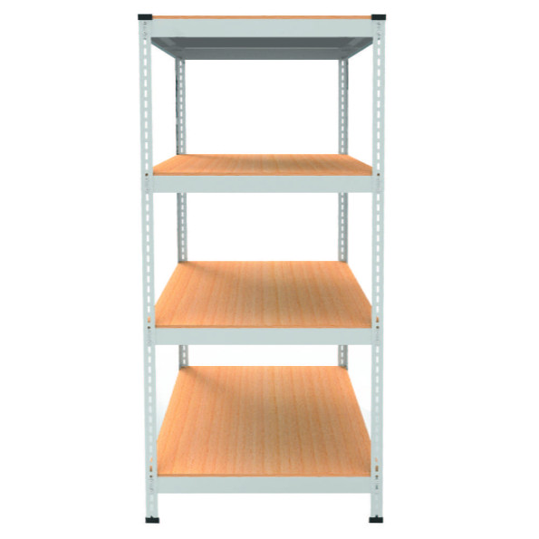 Стеллаж металлический 150х60х60 см БЕЛЫЙ 4 полки из ДСП EM-Pro для дома, гаража, инструментов -
                                                        Фото 2