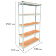 Стеллаж металлический 180х90х30 см БЕЛЫЙ 5 полок из ДСП EM-Pro для дома, гаража, инструментов