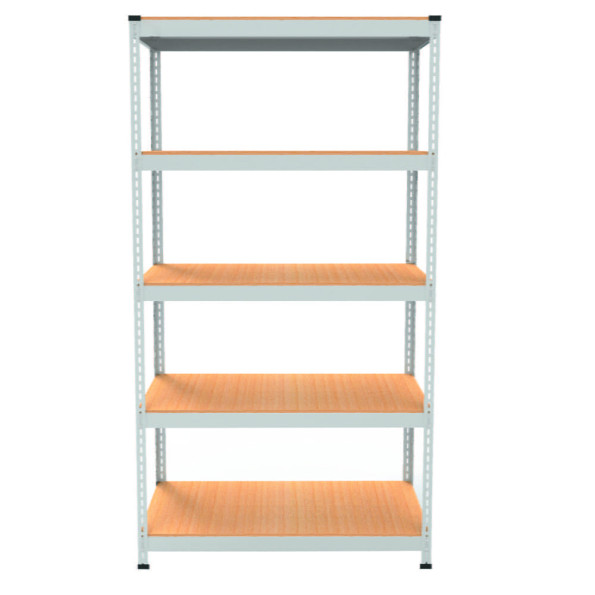 Стеллаж металлический 180х90х30 см БЕЛЫЙ 5 полок из ДСП EM-Pro для дома, гаража, инструментов -
                                                        Фото 2