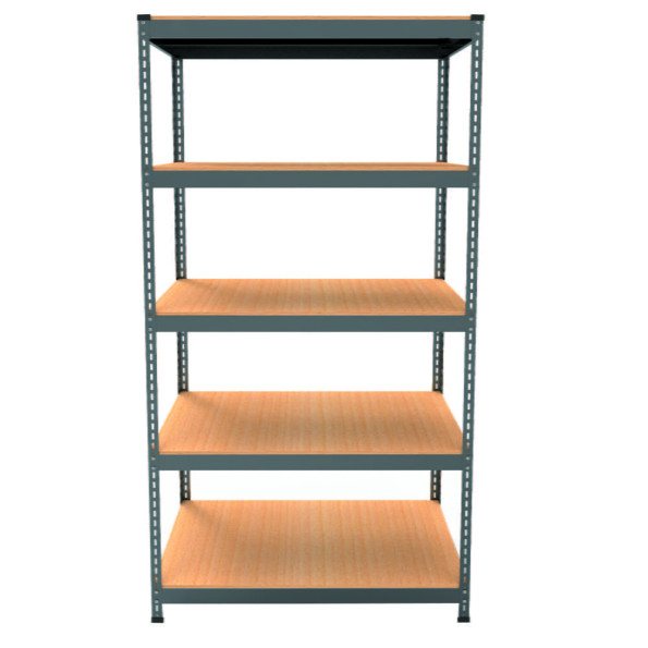 Стеллаж металлический 180х90х45 см ЧЕРНЫЙ 5 полок из ДСП EM-Pro для дома, гаража, инструментов -
                                                        Фото 2