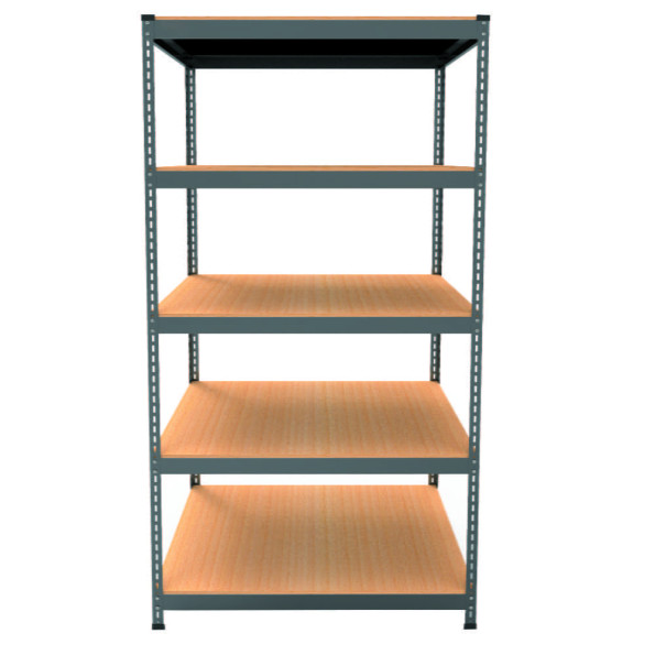 Стеллаж металлический 180х90х60 см ЧЕРНЫЙ 5 полок из ДСП EM-Pro для дома, гаража, инструментов -
                                                        Фото 2