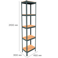 Стеллаж металлический 210х45х30 см ЧЕРНЫЙ 5 полок из ДСП EM-Pro для дома, гаража, инструментов Стеллаж металлический 210х45х30 см ЧЕРНЫЙ 5 полок из ДСП EM-Pro для дома, гаража, инструментов