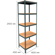 Стеллаж металлический 210х60х45 см ЧЕРНЫЙ 5 полок из ДСП EM-Pro для дома, гаража, инструментов Стеллаж металлический 210х60х45 см ЧЕРНЫЙ 5 полок из ДСП EM-Pro для дома, гаража, инструментов
