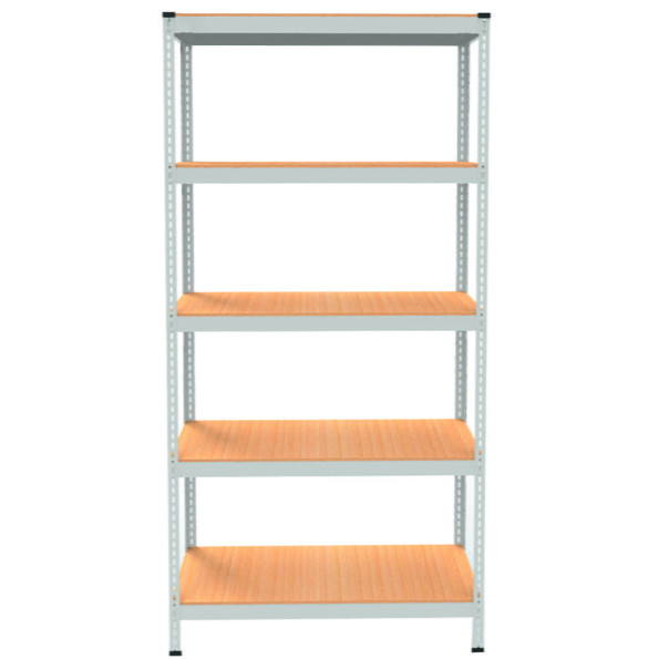 Стеллаж металлический 210х90х30 см БЕЛЫЙ 5 полок из ДСП EM-Pro для дома, гаража, инструментов -
                                                        Фото 2