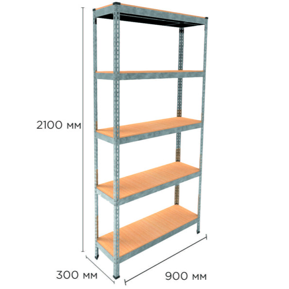 Стеллаж металлический 210х90х30 см ЦИНК 5 полок из ДСП EM-Pro для дома, гаража, инструментов