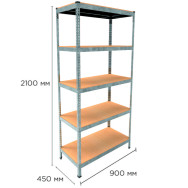 Стеллаж металлический 210х90х45 см ЦИНК 5 полок из ДСП EM-Pro для дома, гаража, инструментов Стеллаж металлический 210х90х45 см ЦИНК 5 полок из ДСП EM-Pro для дома, гаража, инструментов
