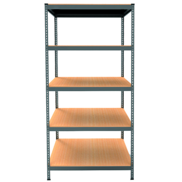 Стеллаж металлический 210х90х60 см ЧЕРНЫЙ 5 полок из ДСП EM-Pro для дома, гаража, инструментов -
                                                        Фото 2