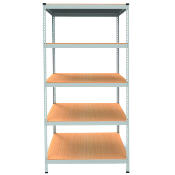 Стеллаж металлический 240х90х60 см БЕЛЫЙ 5 полок из ДСП EM-Pro для дома, гаража, инструментов -
                                                        Фото 2