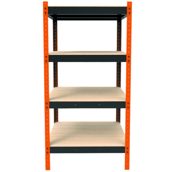 Стеллаж металлический 200х90х60 см ЧЕРНЫЙ 4 полки из ДСП EM-Hard для дома, гаража, инструментов -
                                                        Фото 2