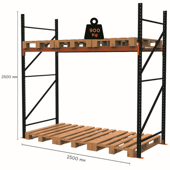 Стелаж паллетный 250х250х110 см Черный 2 уровня хранения 6 паллетомест SM-Pro -
                                                        Фото 2