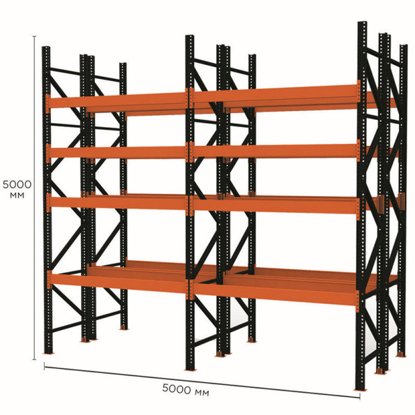 Стелаж паллетный 500х500х220 см Черный 5 уровней хранения 60 паллетомест SM-Super-Hard