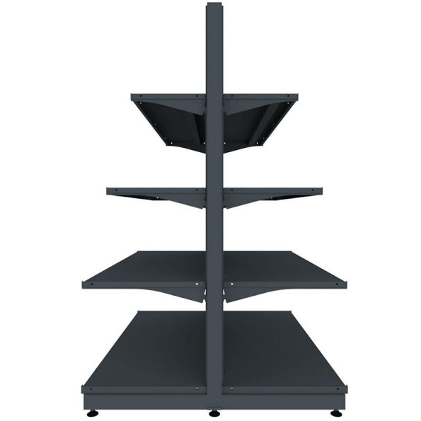 Торговый стеллаж островной (двухсторонний) 1650х1200х500 мм на 4 полки Черный -
                                                        Фото 3