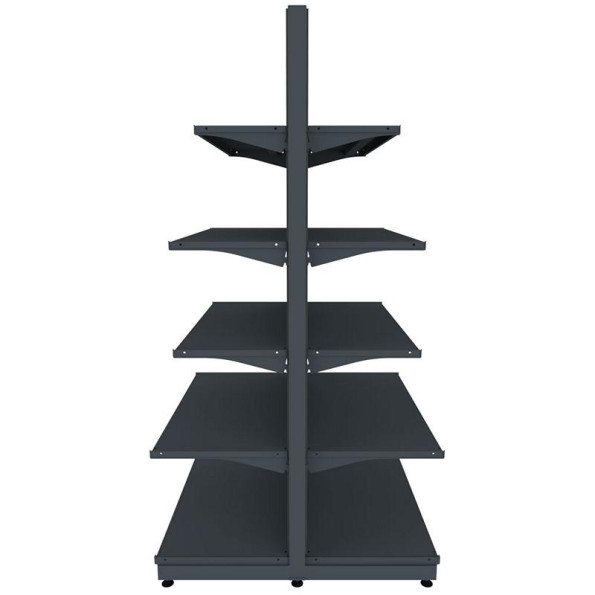 Торговый стеллаж островной (двухсторонний) 2035х950х500 мм на 5 полок Черный -
                                                        Фото 3