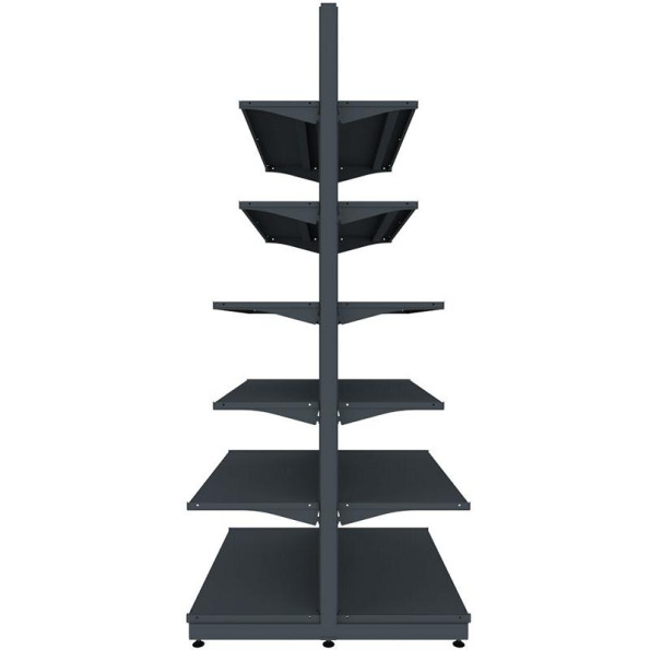 Торговый стеллаж островной (двухсторонний) 2420х950х500 мм на 6 полок Черный -
                                                        Фото 3