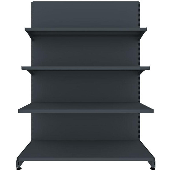 Торговый стеллаж пристенный (односторонний) 1650х1200х500 мм на 4 полки Черный -
                                                        Фото 2