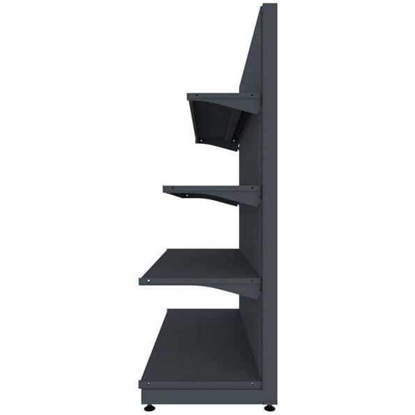 Торговый стеллаж пристенный (односторонний) 1650х1200х500 мм на 4 полки Черный -
                                                        Фото 3