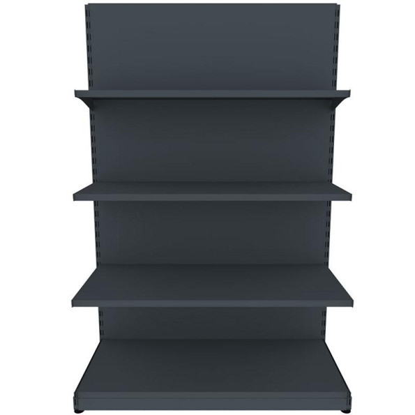 Торговый стеллаж пристенный (односторонний) 1815х1200х500 мм на 4 полки Черный -
                                                        Фото 2