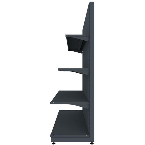 Торговый стеллаж пристенный (односторонний) 1815х1200х500 мм на 4 полки Черный -
                                                        Фото 3