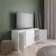 Комод тумба ТВ на 3 висувні шухляди та 2 двері з фасадами без ручок антрацит-білі планки -
                                                        Фото 2