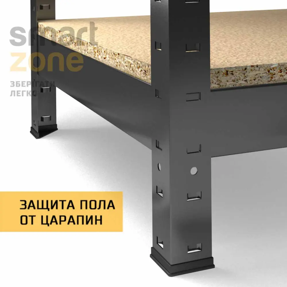Стеллаж металлический 200х100х45 см ЧЕРНЫЙ 3 полки из ДСП ХАРДИ-ПРО-32701 для дома, магазина, склада - Фото 6