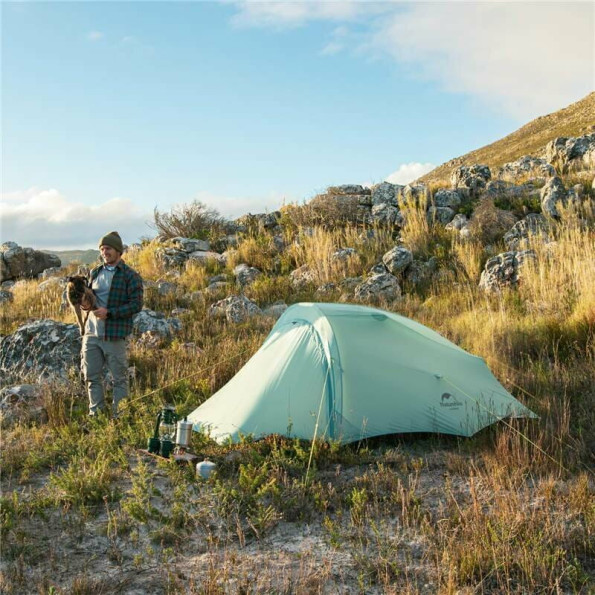 Палатка сверхлегкая двухместная с футпринтом Naturehike Shared 2 голубая -
                                                        Фото 7