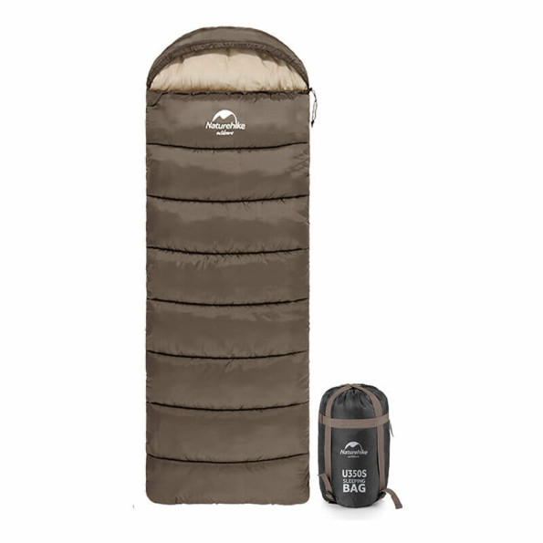 Спальник с капюшоном Naturehike, (1°C), правый, коричневый