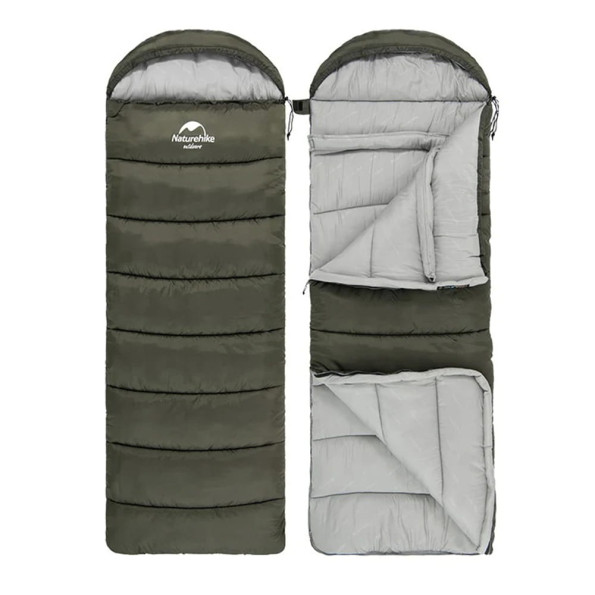 Спальник з капюшоном Naturehike, (11°C), правий, зелений