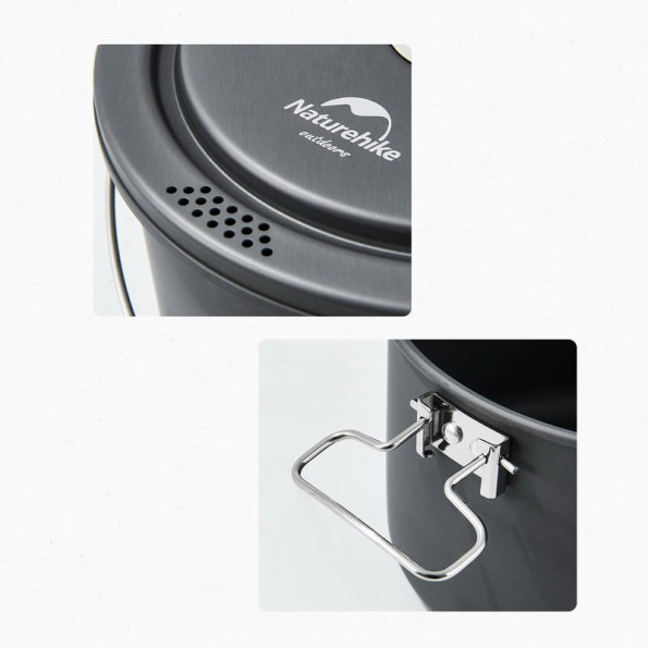 Набір посуду (2 каструлі, казанок, сковорідка) Naturehike алюміній -
                                                        Фото 3