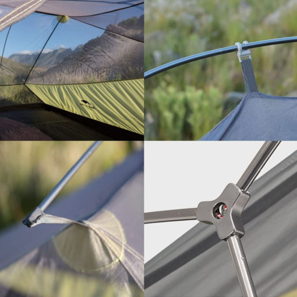 Палатка сверхлегкая трехместная с футпринтом Naturehike Cloud Up 3 Updated темно зеленая -
                                                        Фото 3