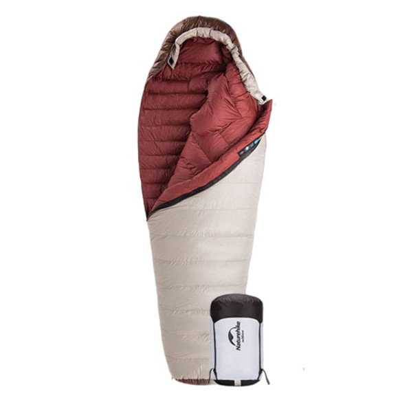 Спальник з натуральним пухом Naturehike,p-р L, коричневий 560 г