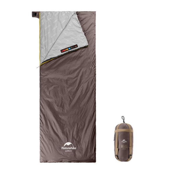 Спальник сверхлегкий Naturehike, (15°C), p-p M, коричневый