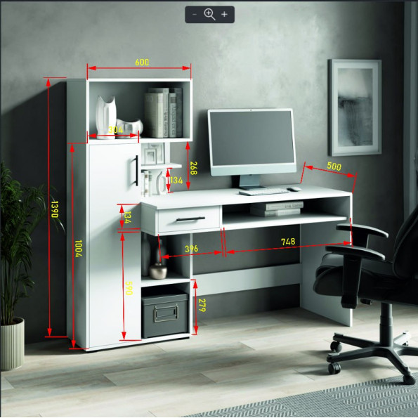 Письменный компьютерный стол с пеналом и выдвижным ящиком Антрацит -
                                                        Фото 2