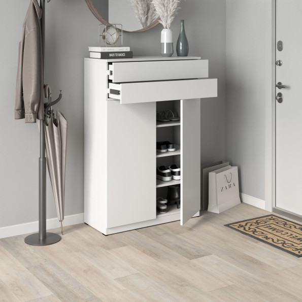 Тумба для обуви с ящиками для обуви Белая