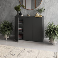 Комод-тумба на три дверцы с полками Антрацит