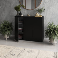 Комод-тумба на три дверцы с полками Черный