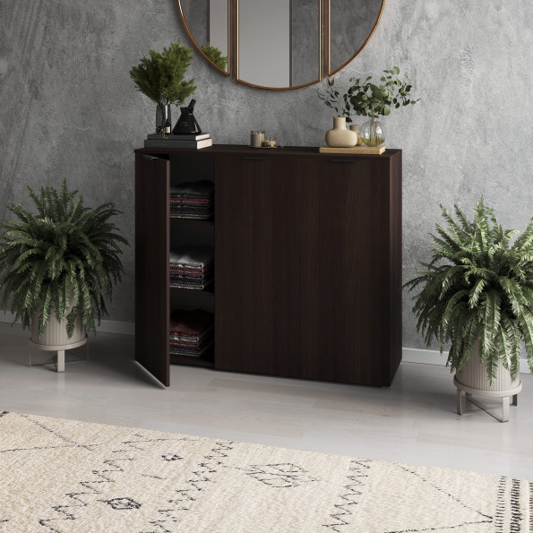 Комод-тумба на три дверцы с полками Венге Комод-тумба на три дверцы с полками Венге