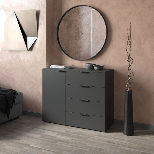Комод на 4 ящика с дверкой Антрацит