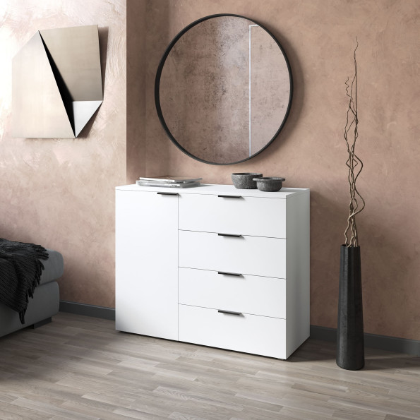Комод на 4 ящика с дверкой Белый