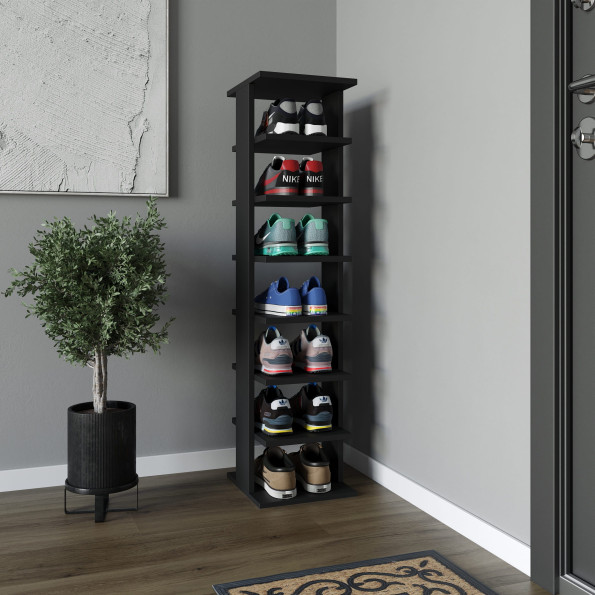Полка для обуви на 7 ячеек Черная