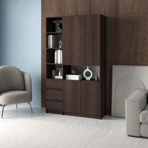 Шкаф с открытыми полками и ящиками Венге Шкаф с открытыми полками и ящиками Венге