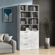 Современный стеллаж с ящиками и дверкой Бетон