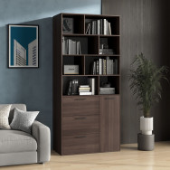 Современный стеллаж с ящиками и дверкой Венге