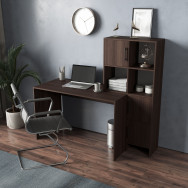 Компьютерный стол письменный со стеллажом с дверками Венге